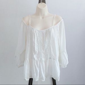 Angie white lace cold shoulder pleasant blouse